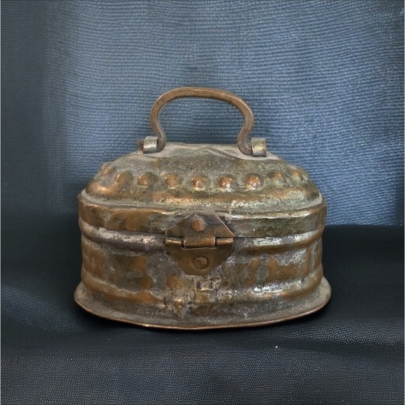 Vintage Set Of 3 Turkish Copper Hand Hammered Trinket Box Set Hinged Metal - Picture 9 of 9